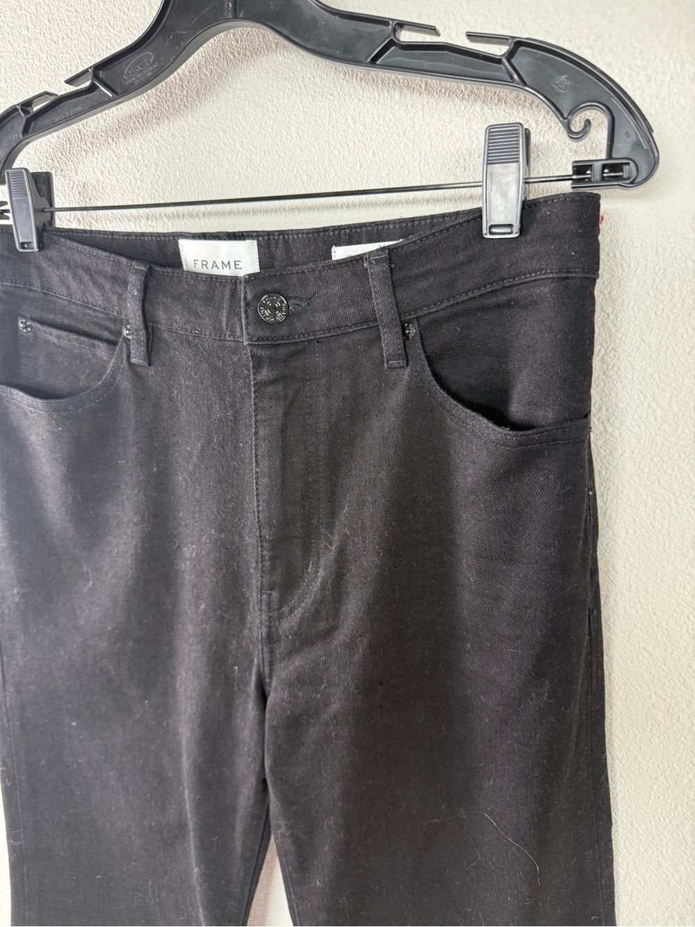 FRAME The Pixie Arrow Straight Leg Jeans Smokescreen Black Denim Women’s Size 29 - Picture 6 of 11